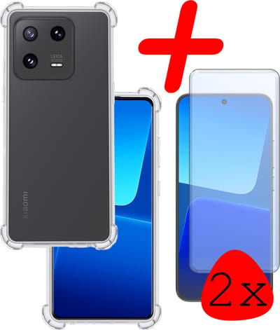 Hoesje Met Screenprotector - 2 Stuks - Geschikt voor Xiaomi 13 - Sterk & Shockproof - Siliconen Case - Back Cover - Telefoon Hoes - Shock Proof - Transparant