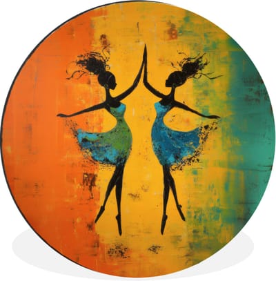 WallCircle - Wandcirkel - Muurcirkel - Dansen - Vrouwen - Verfstructuur - Aluminium - Dibond - 30x30 cm - Binnen en Buiten