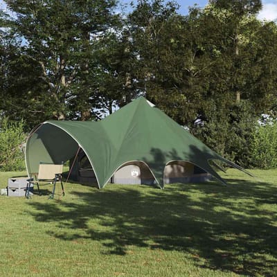 vidaXL - Teepee - Tent - voor - 5 - Personen - 5-persoons - Groen - en - Grijs