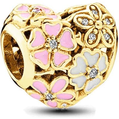 Nieuwe Sprankelende Gouden Poolster Liefdesbrief Oneindigheidsknoop Bloeiende Roos Clip Bedels Kralen Passend op Originele Armband Doe-het-zelf Sieraden Cadeaus beige