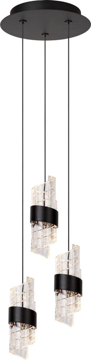 Lucide KLIGANDE - Hanglamp - Ø 25 cm - LED Dimbaar - 3x8W 2700K - Zwart