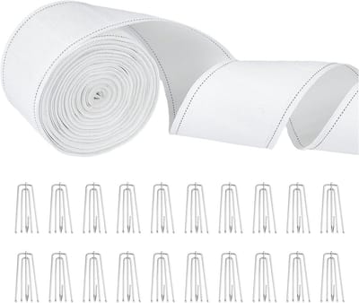EGoods - 10 yards Gordijnband met golvende plooien, hoofdband voor gordijnen wit met 100 haken