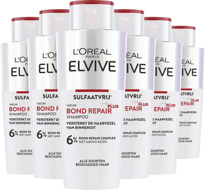 L'Oréal Paris Elvive Bond Repair Sulfaatvrije Shampoo - Haarverzorging voor Beschadigd Haar - Shampoo Voordeelverpakking - 6 x 200ml