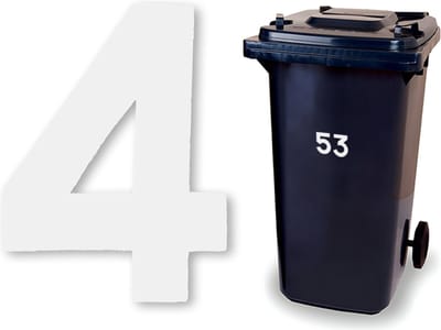 Huisnummer kliko sticker - Nummer 4 - Klein wit - container sticker - afvalbak nummer - vuilnisbak - brievenbus - CoverArt
