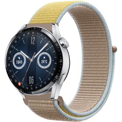 Strap-it Nylon smartwatch bandje - geschikt voor Huawei Watch GT / GT 2 / GT 3 / GT 3 Pro 46mm / GT 4 46mm / GT 5 & 5 Pro (46mm) / GT 4 46mm / GT 5 & 5 Pro (46mm) / GT 2 Pro / GT Runner / Watch 3 - Pro / Watch 4 (Pro) / Watch Ultimate - camel