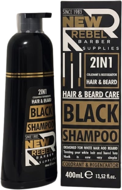 New Rebel Black Shampoo - 2-in-1 Haar & Baard - Zwarte Kleurshampoo - 400 ml