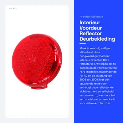 Dailygoods- Deurbekleding Rood - Voordeur Interieur Reflector - Kunststof - Compatibel met F0-RD / Mustang - Onderdeelnummer 6R3Z-6323820-A - Perfecte Vervanging - Deurbescherming