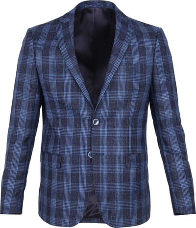 Suitable Prestige Colbert Amqui Ruit Blauw - Maat 50 - Heren blazer