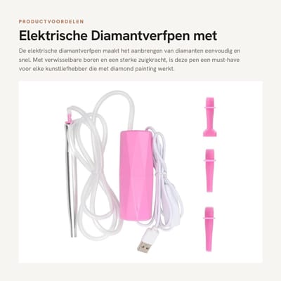 Dailygoods - Elektrische Diamantverfpen met Verwisselbare Boren voor Kunstprojecten