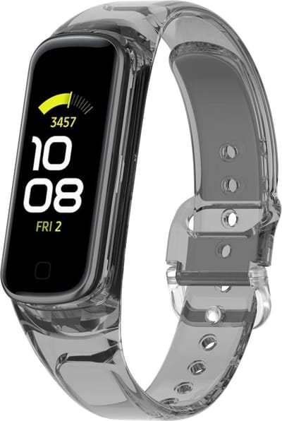 TPU Smartwatch bandje - Geschikt voor Samsung Galaxy Fit 2 zon-verkleurend crystal bandje - transparant-zwart - Strap-it Horlogeband / Polsband / Armband