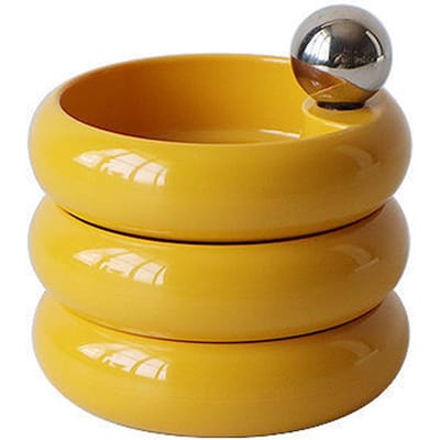 Boîte de Rangement à Bijoux Rotative Mélaminé Multifonctionnel Multi-Couches Organisateur de Bijoux Bureau Boucle d'Oreille jaune