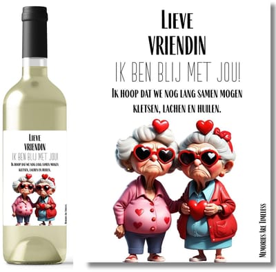 Cadeau Wijnetiket Vriendin | Grappig Etiket Vriendschap | Lieve Vriendin