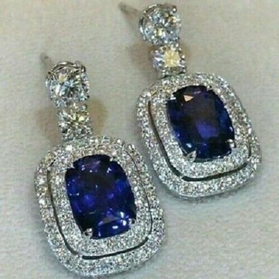Huitan Prachtige Blauwe Hangende Oorbellen voor Vrouwen Bling Kubieke Zirkonia Elegante Vrouwelijke Bruiloft Feest Accessoires Nieuwe Trendy Sieraden gray