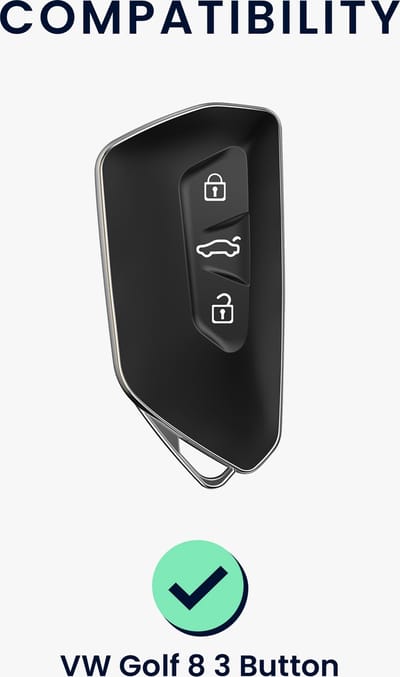 kwmobile autosleutel hoesje geschikt voor VW Golf 8 3-knops autosleutel hoes - TPU autosleutel behuizing - Beschermende auto sleutel case - Sleuteletui in groen / goud