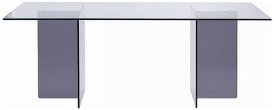 Vente-unique Eettafel voor 8 personen van gehard glas - Transparant en antraciet - BYLENA