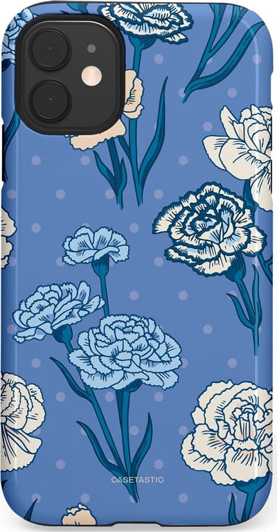 Casetastic hoesje geschikt voor Apple iPhone 11 - Dubbellaagse bescherming - Anjer melange - Fashion Case - Lavendel Petrol Zilver