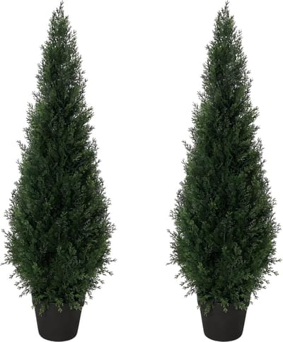 Kunstmatige Cederplant Set 2 Stuks 90/120 cm - Hoge Kunstplant voor Binnen - Natuurlijke Groene Sierplant