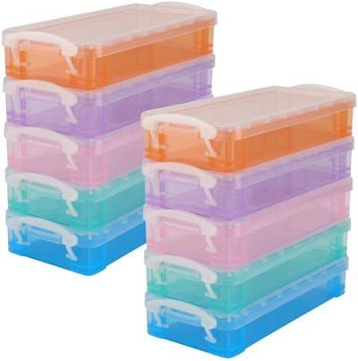 Dailygoods- Potlooddozen 10 stuks - Stapelbare Pennenbakjes - Organiseren Schrijfwaren - 22 x 10 x 4,6 cm - Duurzaam Kunststof - Transparant Design - Pennenbakje