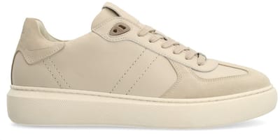 Manfield - Heren - Grijze leren sneakers - Maat 40