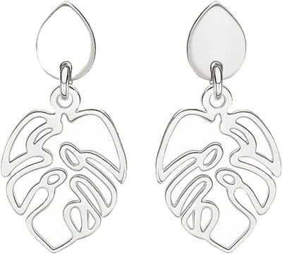 Zilver Palm Oorbellen - Ziver Palm Oorhanger - Zilver Zomer Oorbellen - Oorbellen Zommer - Modern Silver Palm Earrings - Amona Jewelry