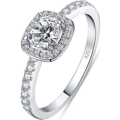 Damesring in 925 sterling zilver met cubic zirconia kussenmaat BIAN020