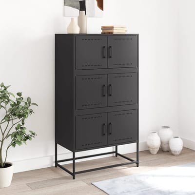 vidaXL - Dressoir - 68,5x38,5x123,5 - cm - staal - zwart