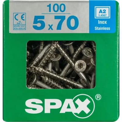 Spax Universele Schroef T-star Verzonken Kop Torx T20 - 5x70mm - 100 Stuks