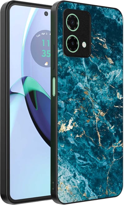 Geschikt voor Motorola Moto G84 Telefoonhoesje met marmer opdruk - TPU backcover case blue marble design - Blauw - Smartphonica geschikt voor Motorola Moto G84