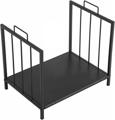 Houthaardrek - Houtopslag - Open haard binnen - Opgeheven basis - Stabiele opslag - Zwart