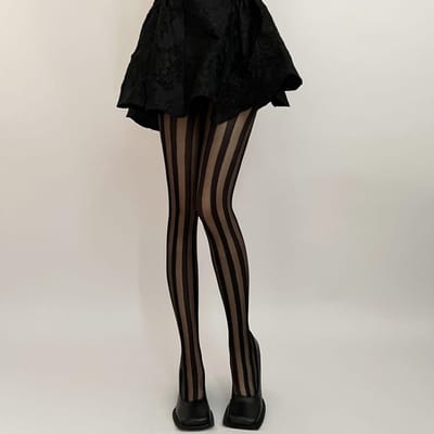 Nieuwe Sexy Verticale Streep Zwart Hoge Kuit Stretch Kousen Voor Vrouwen Zomer Dun Ademend Over de Knie Sokken Doorzichtig Panty One Size black