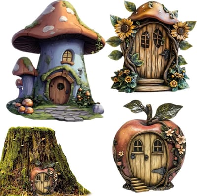 Sprookjesdeur - Miniatuur Deur - Decoratief Gebruik - Massief Hout - 102 cm Breed - Houtkleurig