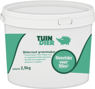 Bitterzout groenmaker | Magnesiumsulfaat | Epsom zout | Engels zout | In handige bewaaremmer | 2.500 gram | 2,5 kilogram | TUIN-DIER