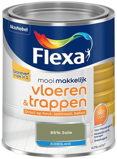 Flexa - Mooi Makkelijk Vloeren & Trappen Zijdeglans - 85% Salie - Mengverf - 750 Ml
