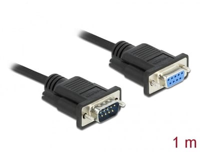 Delock Serial Cable RS-232 D-Sub 9 male to female with narrow plug housing 1 m