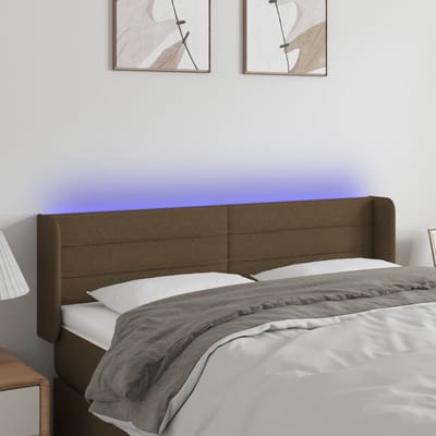 vidaXL - Hoofdbord - LED - 147x16x78/88 - cm - stof - donkerbruin