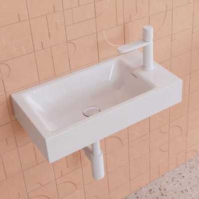 Kaldewei PURO wall-mounted washbasin 3162 with 1 tap hole on the right, 55 cm 901206303001