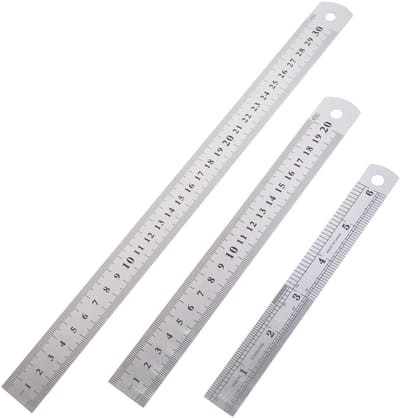 Dailygoods- Liniaalset 3-delig - Roestvrijstalen Linialen 15/20/30 cm - Dubbelzijdig Metrisch/Inch - Precisie Meetgereedschap - Duurzaam en Veelzijdig - Meetlat