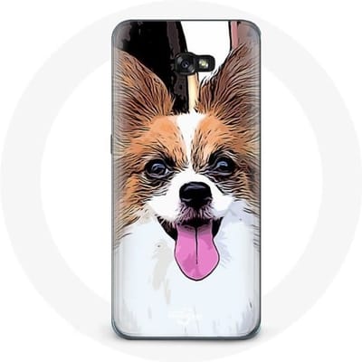 Hoesje voor Samsung Galaxy A8 2016 Continental Miniatuurspaniël Vlinderpuppy Wit en Bruin