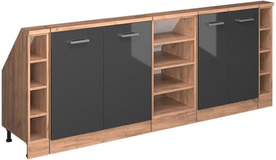 Vicco R-Line Keukenkast voor schuine wand – 210 cm Set van 5 Antraciet hoogglans/goud eiken