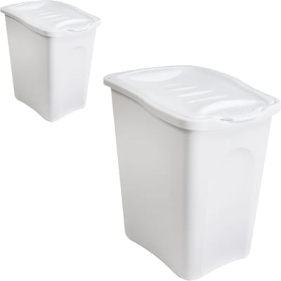 Wasmand met Deksel - Wasverzamelaar Box - Huishouden Camping - Zonder Gaten - 25 Liter 36cm - Wit