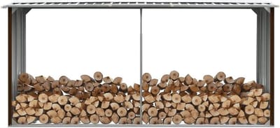 Houtopslag Box - Houthok - Brandhout Opslag - Verhoogd en Geventileerd - 330 cm Lang - Bruin