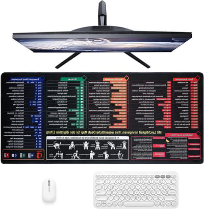 Bureauonderlegger XXL - Muismat bureau - Efficiënt werken - Geïntegreerde sneltoetsen - 90x40 cm - Zwart