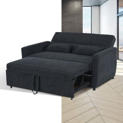 Slaapbank - Uitklapbaar - Slaapstoel - Logeerbed - Zetelbed - Slaapfauteuil - Vouwbed - 2 persoons - Zeer comfortabel - Donkergrijs