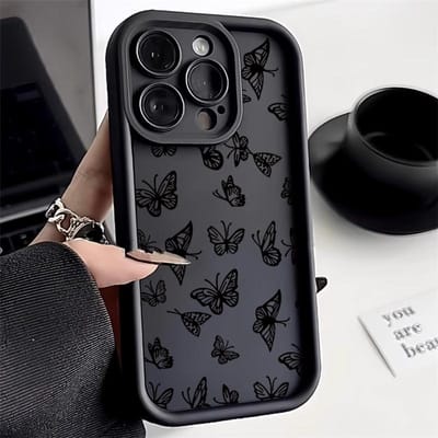 Vlinderhoesje Voor iPhone 15 Pro Max Hoesje voor iPhone 11 13 12 16 14 Pro Max XR XS X 7 8 Plus SE Schokbestendig Zacht TPU Telefoonhoesje For iPhone 16 gray