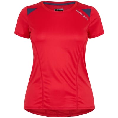 Diadora T-shirt met logo en mesh-inzetstukken voor dames (Tomatenrood)