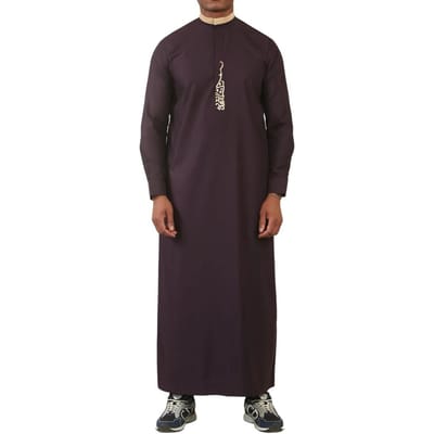 Paarse Thobe voor heren, Arabische kleding uit Saoedi-Arabië, islamitische kleding, Jubba-gewaad