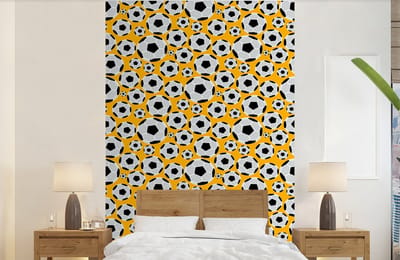 Behang - Fotobehang Patronen - Sport - Voetbal - Jongens - Kinderen - Kids - Jongen - Breedte 140 cm x hoogte 220 cm