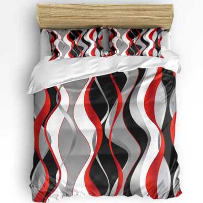 Stereo Abstracte Lijn Gradiënt Rood 3-delige Beddengoedset Voor Tweepersoonsbed Huistextiel Dekbedovertrek Dekbedhoes Kussensloop EU single(135x200cm)