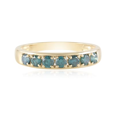Cavill - 375 Geelgouden Ring met 7 I2 Blauwe Diamanten - 0,63 ct Ronde Briljant - Luxe Elegante Ring Dames - Stevige Zetting Afrikaans