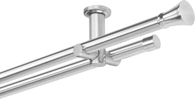 Gordijnroede 20 mm Ø met Plafondbevestiging - Compleet Set in Roestvrijstalen Look, 320 cm